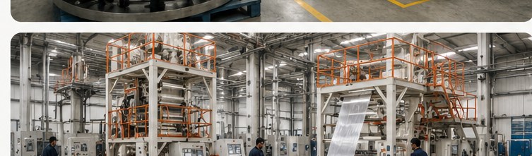 Mono Layer Film Plant towers on factory floor